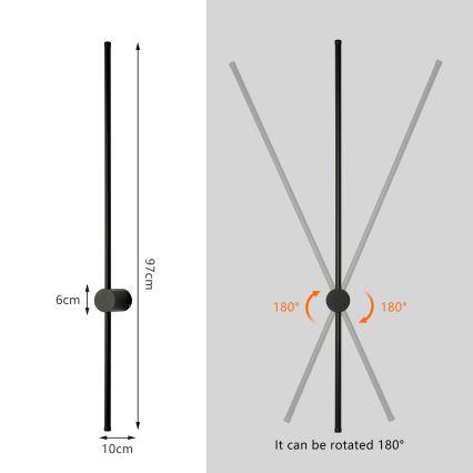 Brilagi - AURA LED Außenwandleuchte 20W/230V 3000K IP54 97 cm schwarz CRI 90