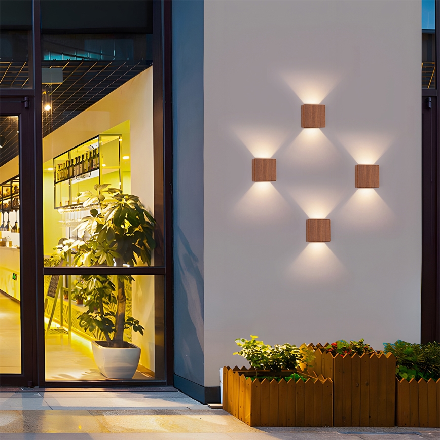 Brilagi - LED-Außenwandleuchte DOUBLERAY LED/6W/230V, Holzdekor, IP54