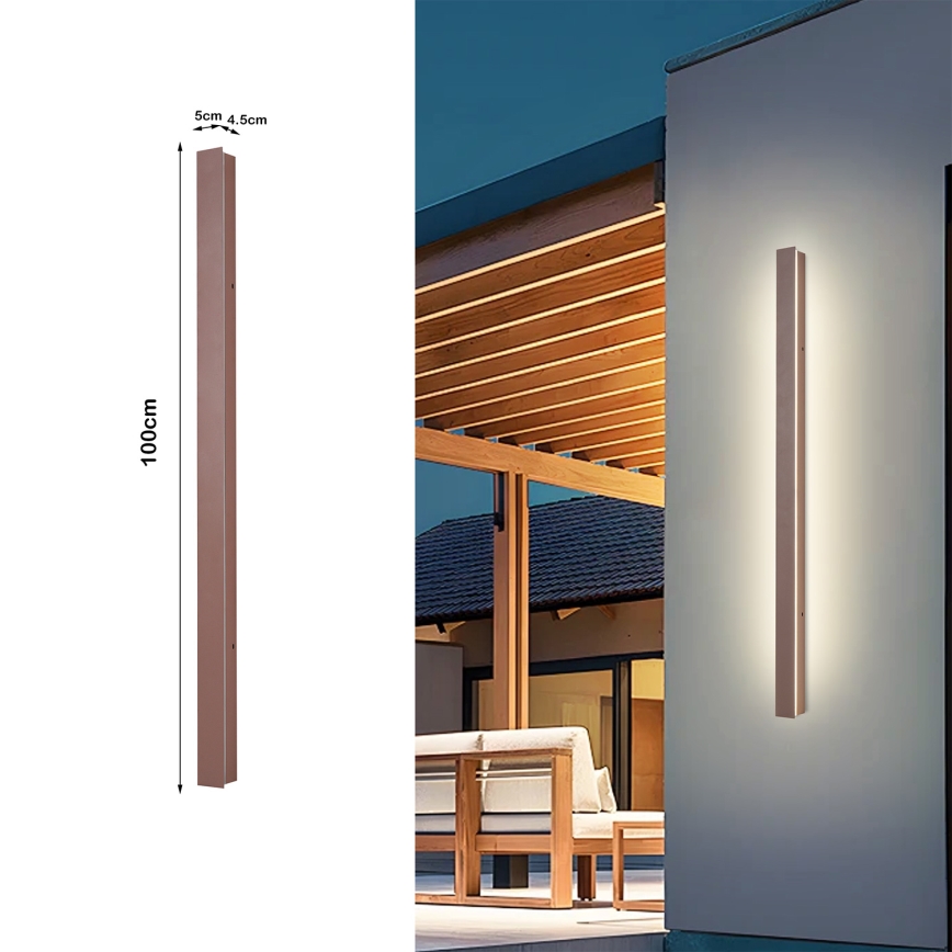Brilagi - LED-Außenwandleuchte LINEAR LED/22W/230V 3000K IP65 100 cm braun CRI 90