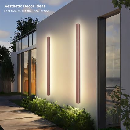 Brilagi - LED-Außenwandleuchte LINEAR, 32 W, 230 V, 3000 K, IP65, 140 cm, braun, Ra 90
