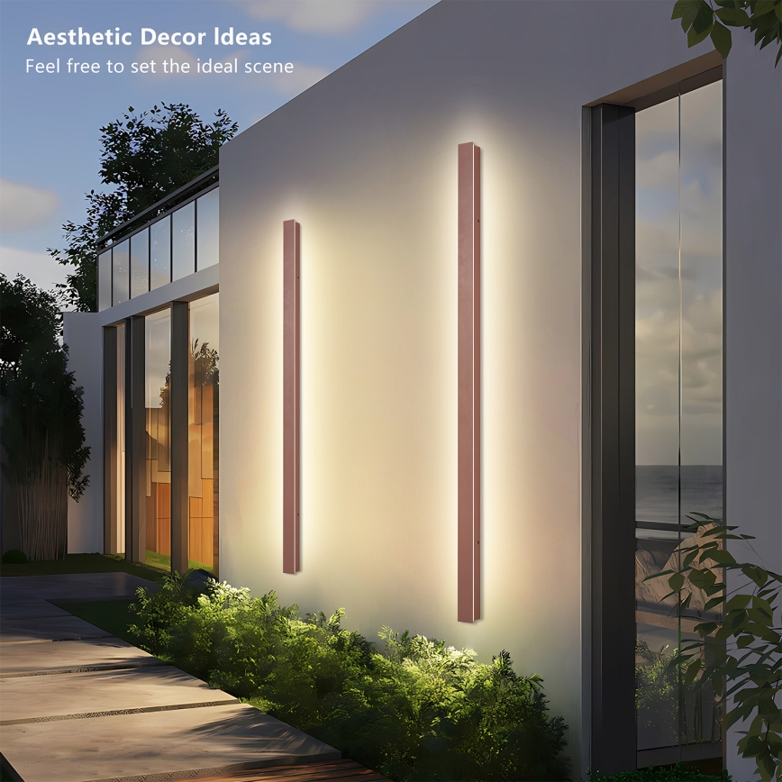 Brilagi - LED-Außenwandleuchte LINEAR, 32 W, 230 V, 3000 K, IP65, 140 cm, braun, Ra 90