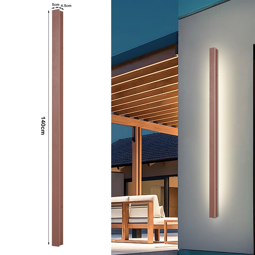 Brilagi - LED-Außenwandleuchte LINEAR, 32 W, 230 V, 3000 K, IP65, 140 cm, braun, Ra 90