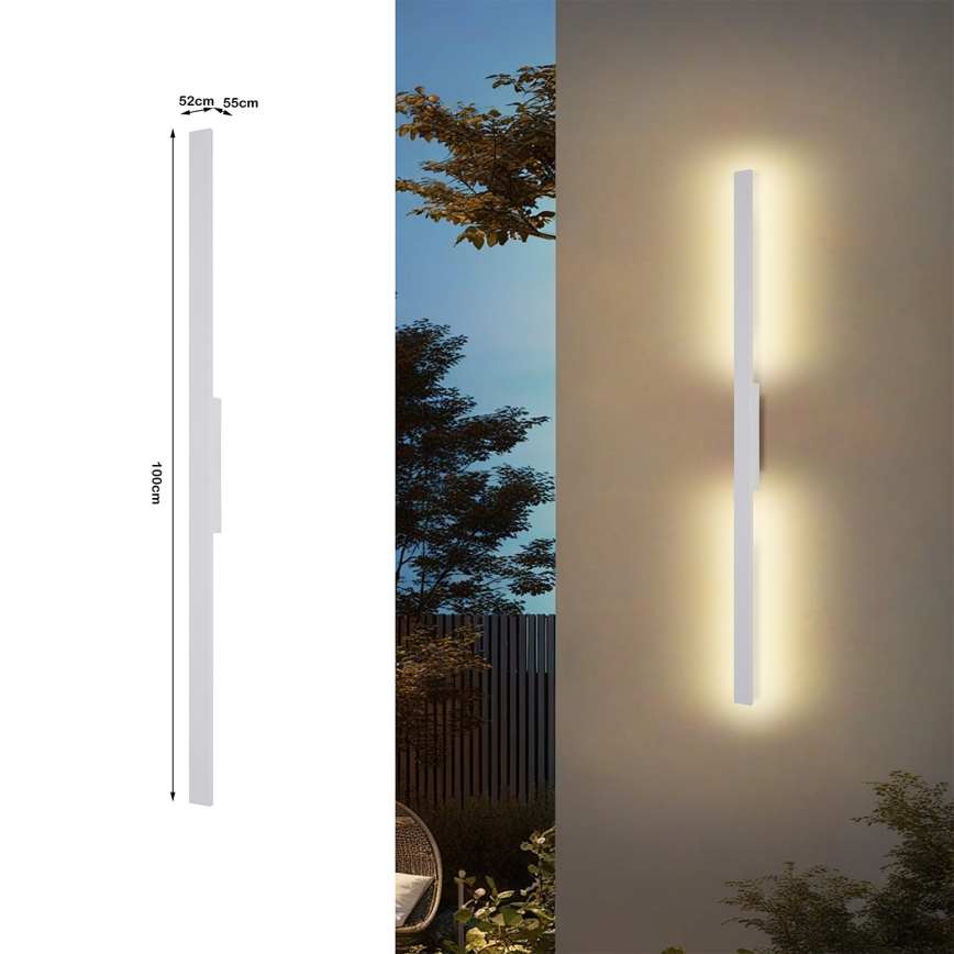 Brilagi - LED Außenwandleuchte LUNA LED/24W/230V 3000K IP65 100 cm weiß CRI 90