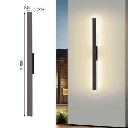Brilagi - LED Außenwandleuchte LUNA LED/24W/230V 3000K IP65 100 cm schwarz CRI 90