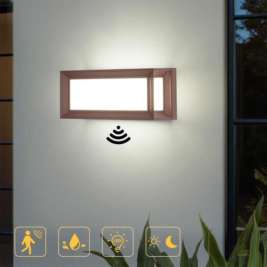 Brilagi - PARKER LED-Außenwandleuchte mit Sensor, 12W/230V, braun, IP44