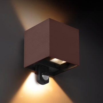 Brilagi - LED-Außenwandleuchte mit Sensor CUBE LED/6W/230V braun IP65