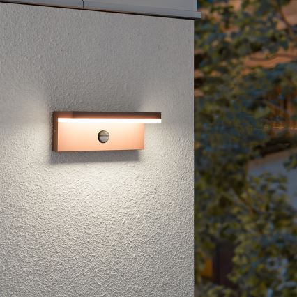 Brilagi - LED-Außenwandleuchte mit Sensor TESSI LED/10W/230V, braun, IP54