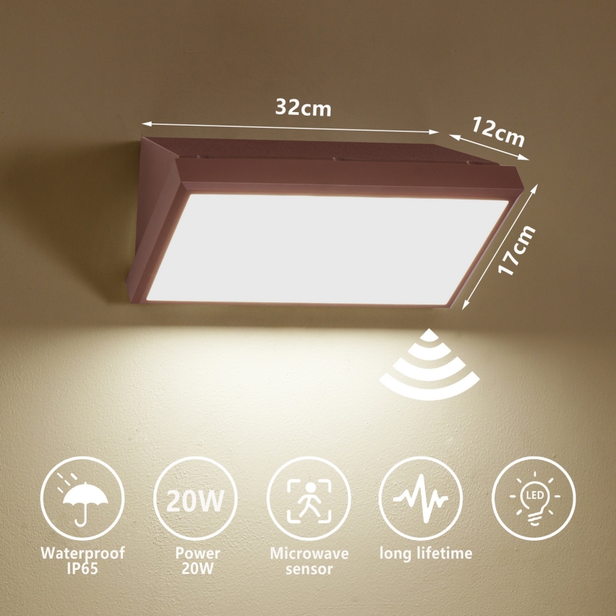Brilagi - LED-Außenwandleuchte mit Sensor TRIANGLE LED/20W/230V, braun, IP65
