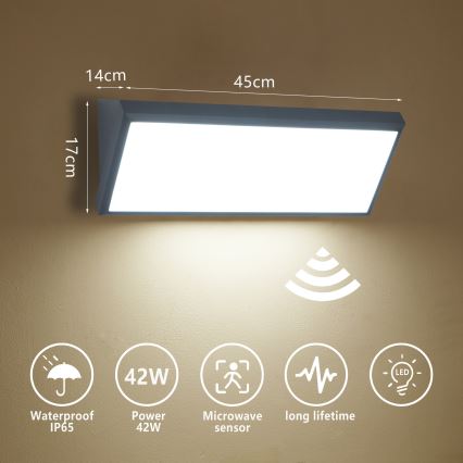 Brilagi - LED-Außenwandleuchte mit Sensor TRIANGLE LED/42W/230V, Anthrazit, IP65