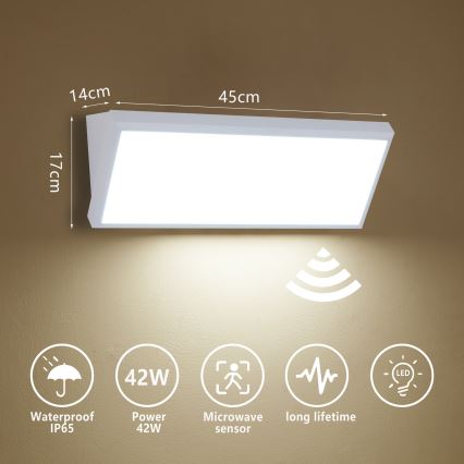 Brilagi - LED-Außenwandleuchte mit Sensor TRIANGLE LED/42W/230V weiß IP65