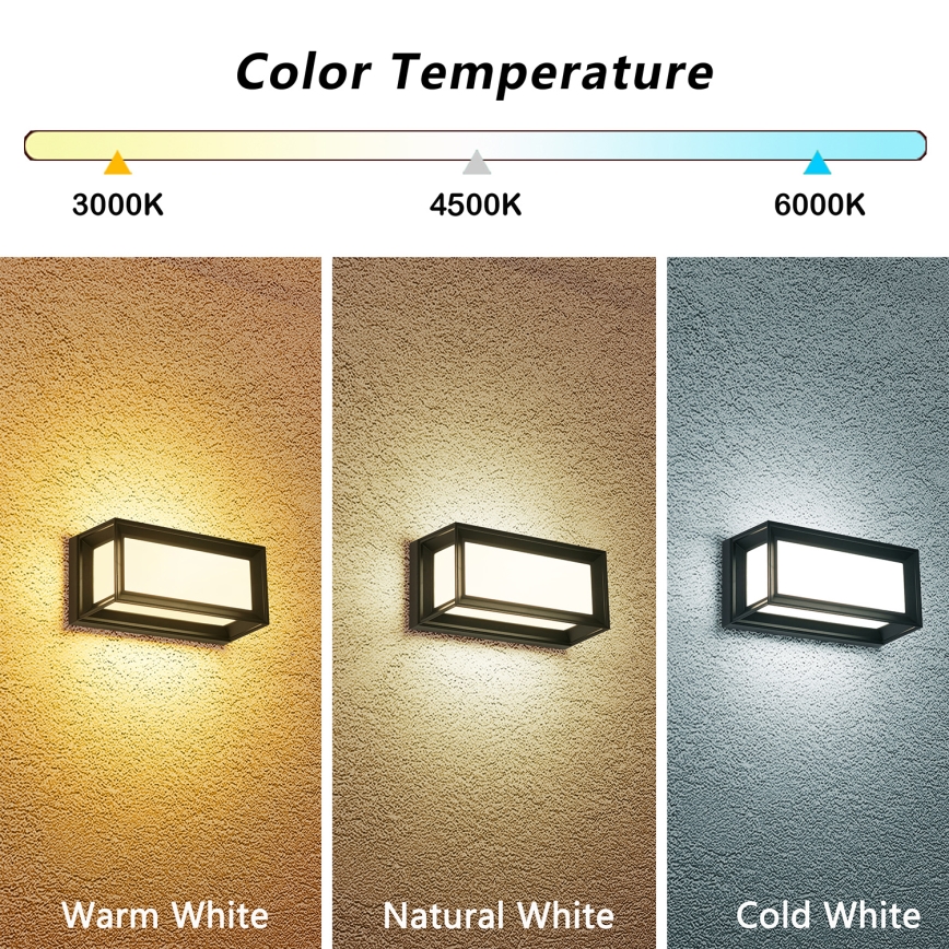 Brilagi - LED-Außenwandleuchte PARKER LED/12W/230V 3000/4500/6000K schwarz IP44