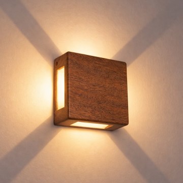 Brilagi - LED Außenwandleuchte QUADRAY LED/6W/230V Holzdekor IP54