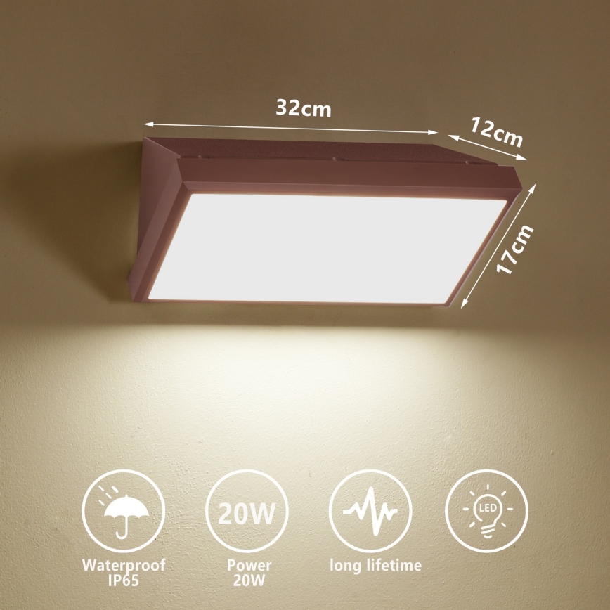 Brilagi - LED Außenwandleuchte TRIANGLE LED/20W/230V 3000/4000/6500K braun IP65