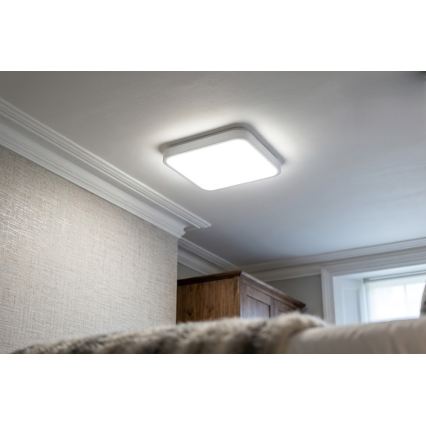 BRILAGI - LED-Badezimmer-Deckenleuchte mit Sensor ZENNA LED/24W/230V 34,5x34,5 cm IP44 weiß + Fernbedienung