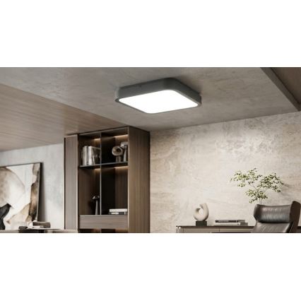 BRILAGI - LED Badezimmer-Deckenleuchte mit Sensor ZENNA LED/18W/230V 28,5x28,5 cm IP44 Anthrazit + Fernbedienung
