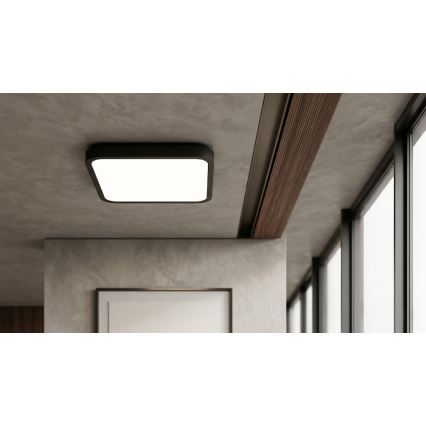 BRILAGI - LED-Badezimmer-Deckenleuchte mit Sensor ZENNA LED/24W/230V 34,5x34,5 cm IP44 schwarz + Fernbedienung