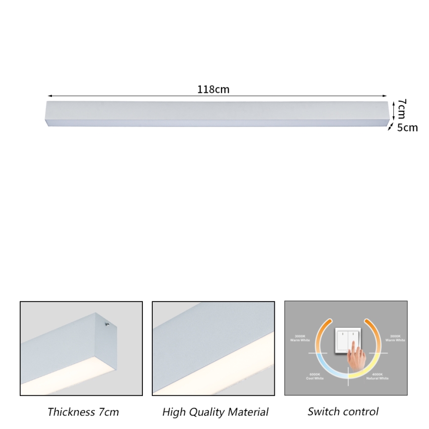 Brilagi - LED-Badezimmer-Deckenleuchte SLEEKLINE LED/40W/230V 3000/4500/6000K silber IP44
