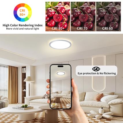 Brilagi - LED-Badezimmer-Deckenleuchte ULTRA SLIM LED/12W/230V Ø 22,5 cm silber IP54