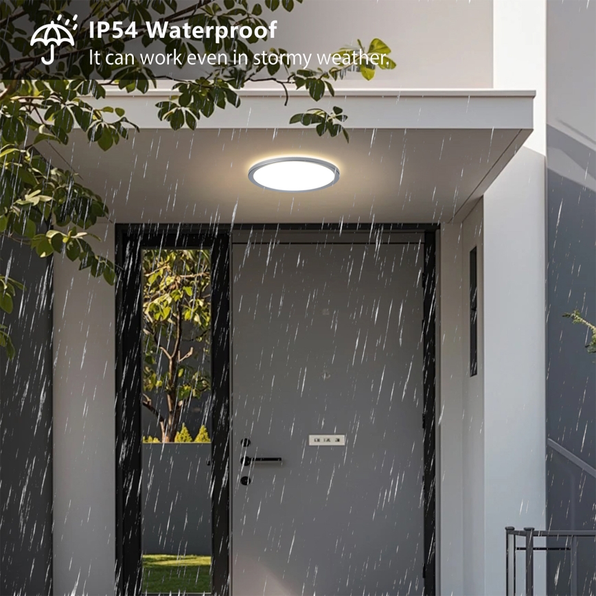 Brilagi - LED Badezimmer-Deckenleuchte ULTRA SLIM LED/18W/230V Ø 30 cm silber IP54