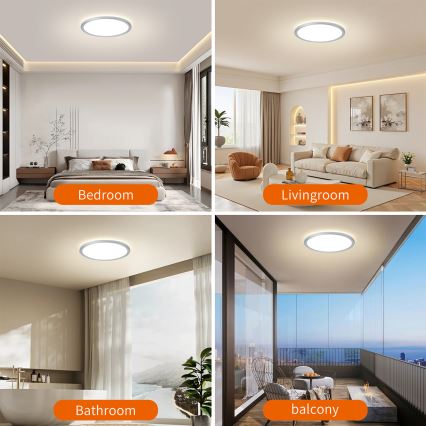 Brilagi - LED Badezimmer-Deckenleuchte ULTRA SLIM LED/18W/230V Ø 30 cm silber IP54