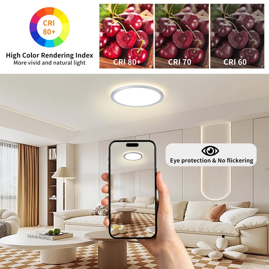 Brilagi - LED Badezimmer-Deckenleuchte ULTRA SLIM LED/18W/230V Ø 30 cm silber IP54
