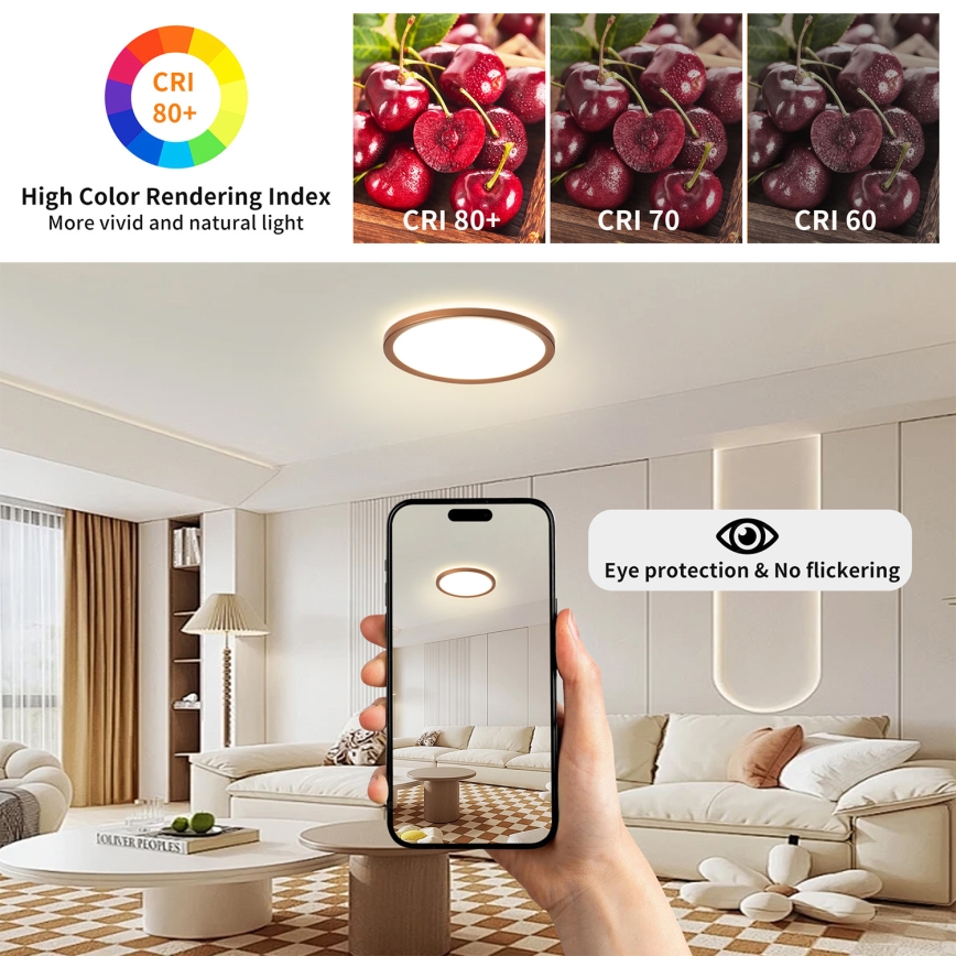 Brilagi - LED-Badezimmer-Deckenleuchte ULTRA SLIM LED/12W/230V Ø22,5 cm Roségold IP54