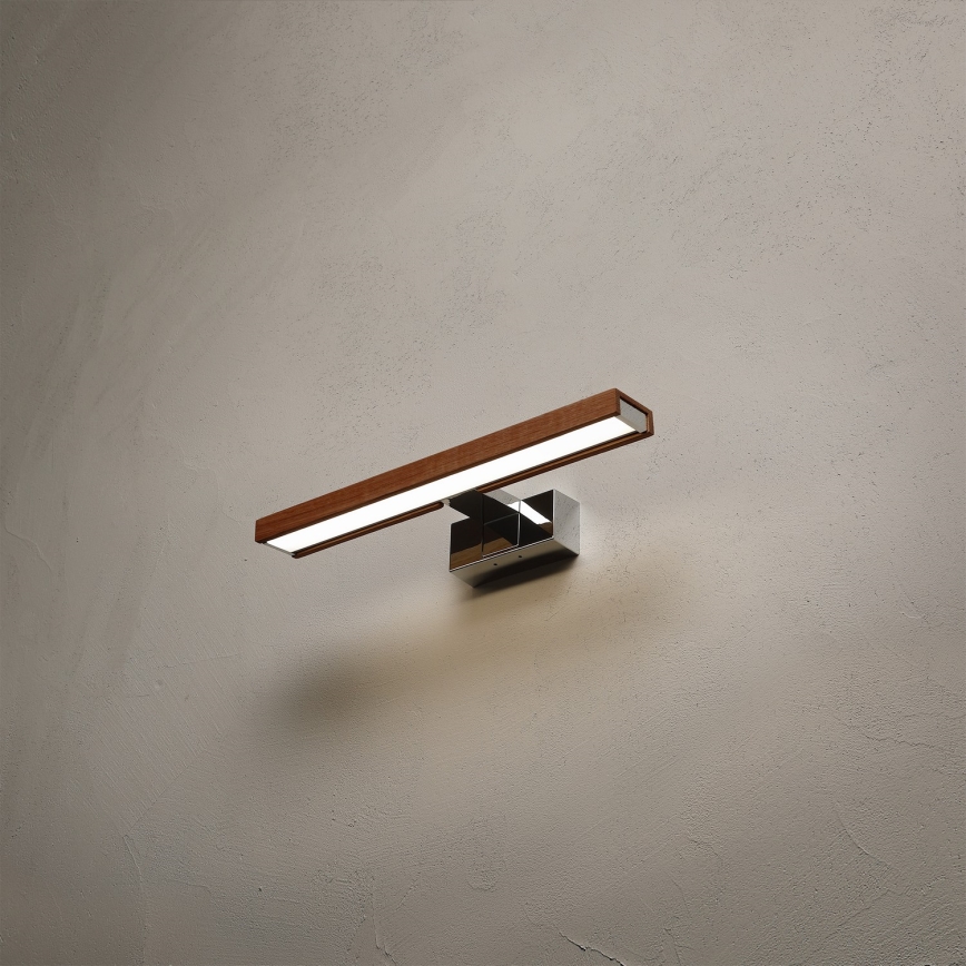 Brilagi - LED-Badspiegelleuchte WOODY MIRROR 3-in-1 LED/8W/230V 40 cm IP44 glänzender Chrom/Kirsche