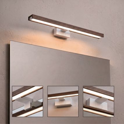 Brilagi - LED Badezimmer-Spiegelleuchte 3-in-1 WOODY MIRROR 3-in-1 LED/12W/230V 60 cm IP44 weiß/Eiche Nussbaum