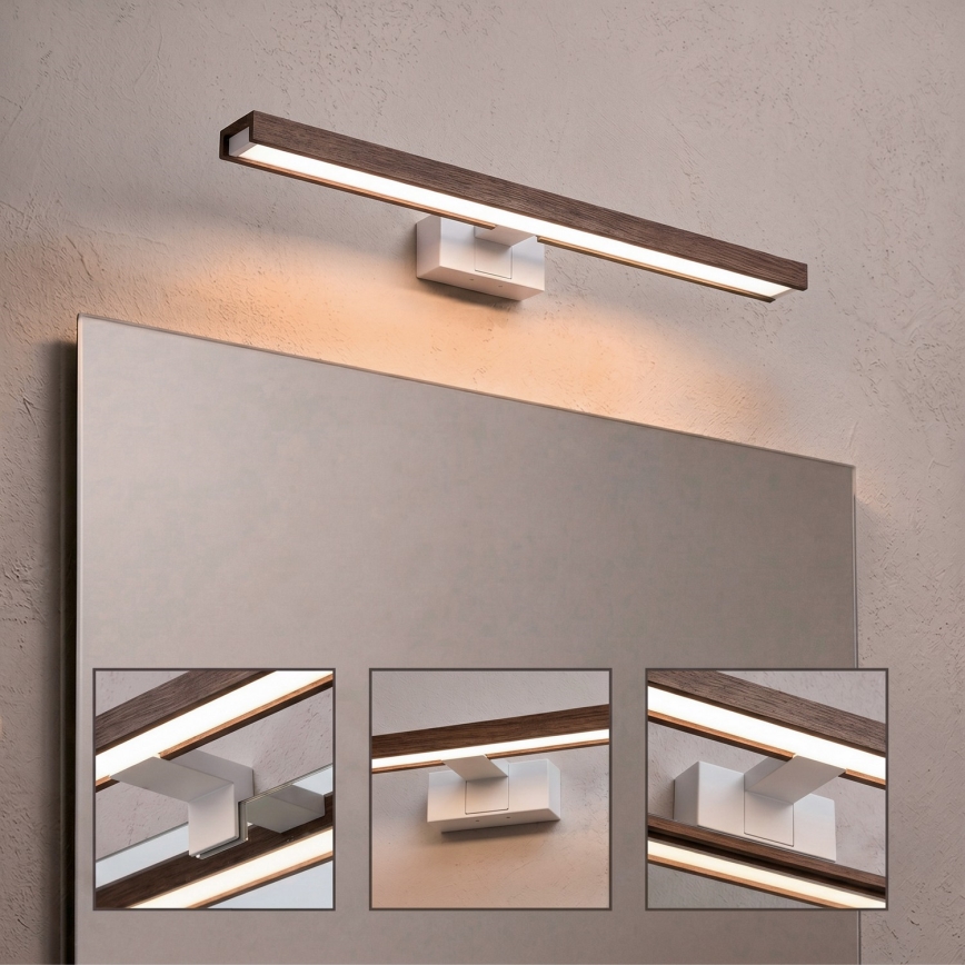 Brilagi - LED Badezimmer-Spiegelleuchte 3-in-1 WOODY MIRROR 3-in-1 LED/12W/230V 60 cm IP44 weiß/Eiche Nussbaum