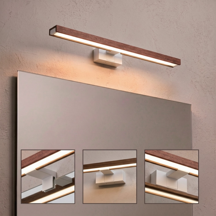 Brilagi - LED-Badezimmer-Spiegelleuchte 3-in-1 WOODY MIRROR LED/12W/230V 60 cm IP44 weiß/Eiche-Kirsche