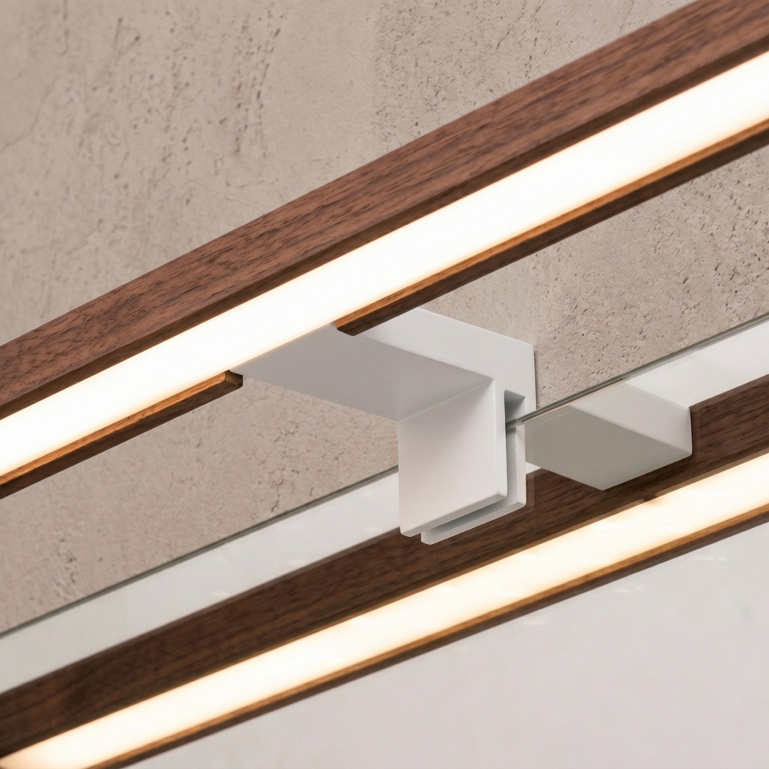 Brilagi - LED-Badezimmer-Spiegelleuchte 3-in-1 WOODY MIRROR LED/12W/230V 60 cm IP44 weiß/Eiche-Kirsche