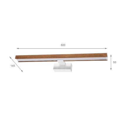 Brilagi - LED-Badezimmer-Spiegelleuchte 3-in-1 WOODY MIRROR LED/12W/230V 60 cm IP44 weiß/Eiche-Kirsche