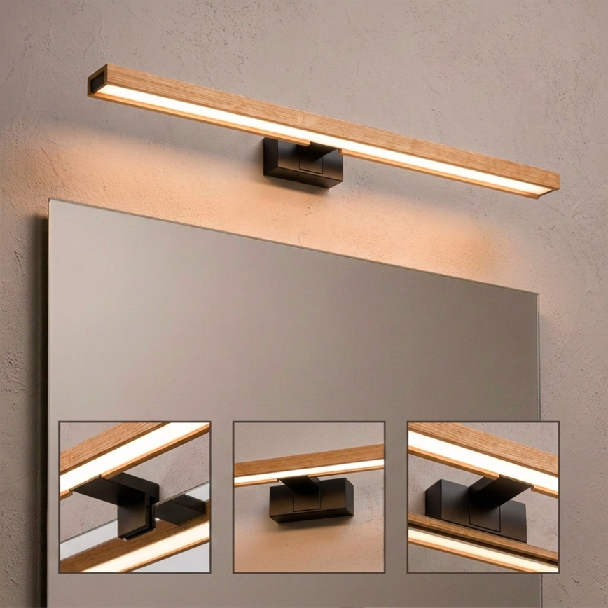 Brilagi - LED-Badspiegelbeleuchtung 3-in-1 WOODY MIRROR LED/15W/230V 80 cm IP44 schwarz/Eiche