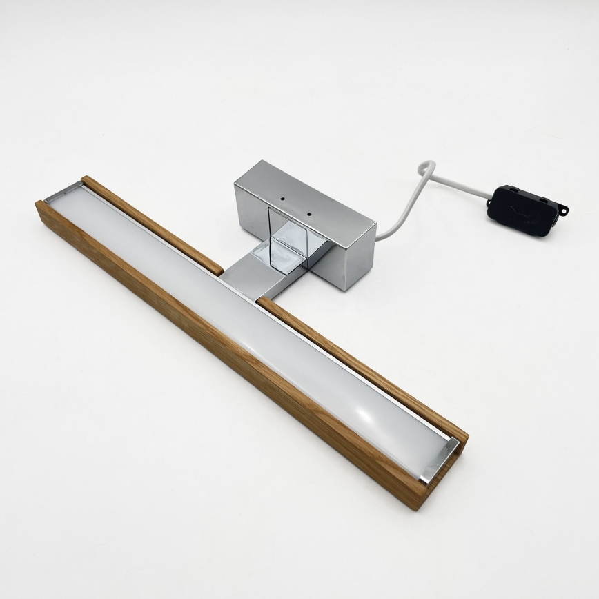 Brilagi - LED-Spiegelleuchte für Badezimmer, 3-in-1 WOODY MIRROR LED/8W/230V 40 cm IP44 hochglanzchrom/Eiche