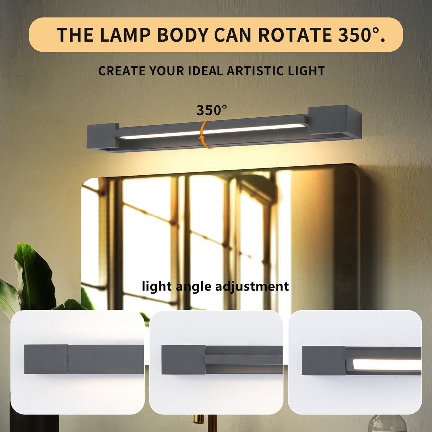 Brilagi - AQUA LINE LED-Spiegelbeleuchtung für das Badezimmer LED/12W/230V 45 cm IP44 Anthrazit CRI 90