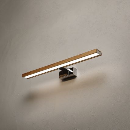Brilagi - LED-Badezimmer-Spiegelbeleuchtung WOODY MIRROR 3-in-1 LED/12W/230V 60 cm IP44 glänzender Chrom/Eiche