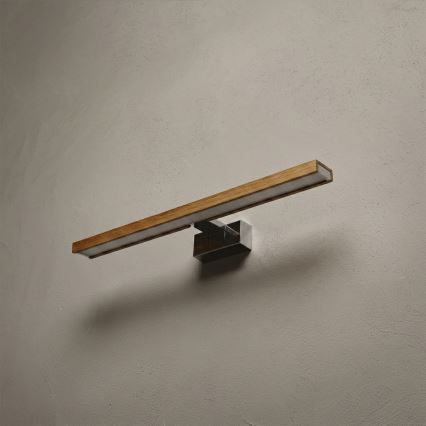 Brilagi - LED-Badezimmer-Spiegelbeleuchtung WOODY MIRROR 3-in-1 LED/12W/230V 60 cm IP44 glänzender Chrom/Eiche