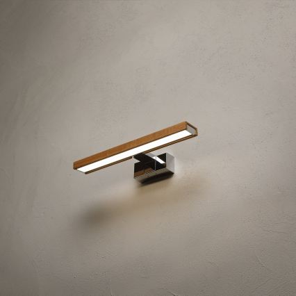 Brilagi - LED-Badspiegelleuchte WOODY MIRROR 3-in-1 LED/8W/230V 40 cm IP44 glänzender Chrom/Eiche