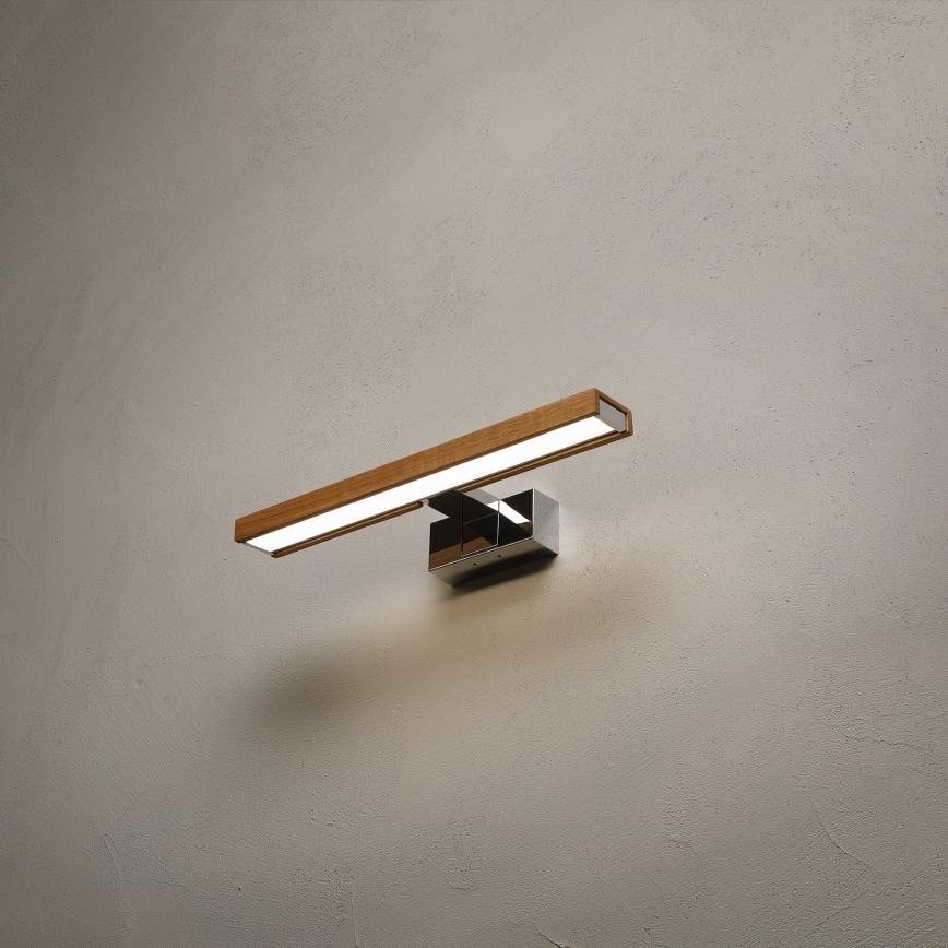 Brilagi - LED-Badspiegelleuchte WOODY MIRROR 3-in-1 LED/8W/230V 40 cm IP44 glänzender Chrom/Eiche