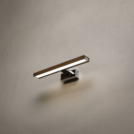 Brilagi - WOODY MIRROR 3-in-1 LED-Spiegelleuchte LED/8W/230V 40 cm IP44 Hochglanz-Chrom / Eiche-Nussbaum