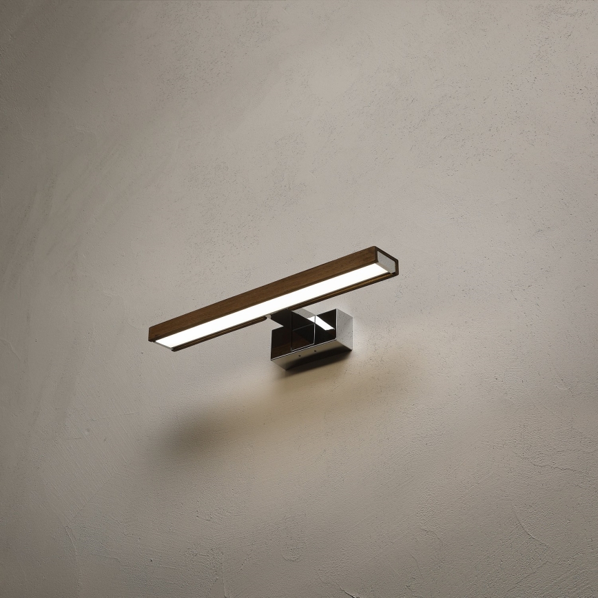 Brilagi - WOODY MIRROR 3-in-1 LED-Spiegelleuchte LED/8W/230V 40 cm IP44 Hochglanz-Chrom / Eiche-Nussbaum