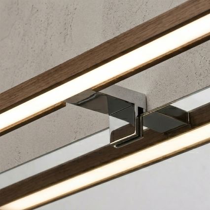 Brilagi - WOODY MIRROR 3-in-1 LED-Spiegelleuchte LED/8W/230V 40 cm IP44 Hochglanz-Chrom / Eiche-Nussbaum