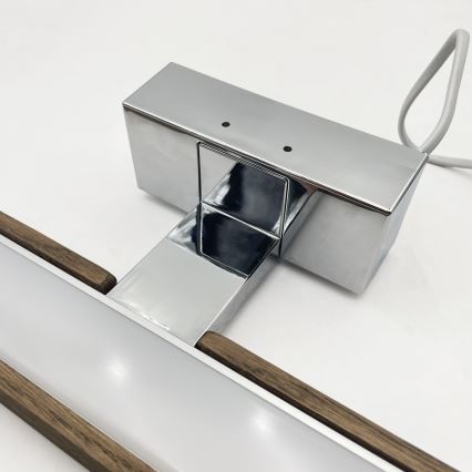 Brilagi - WOODY MIRROR 3-in-1 LED-Spiegelleuchte LED/8W/230V 40 cm IP44 Hochglanz-Chrom / Eiche-Nussbaum
