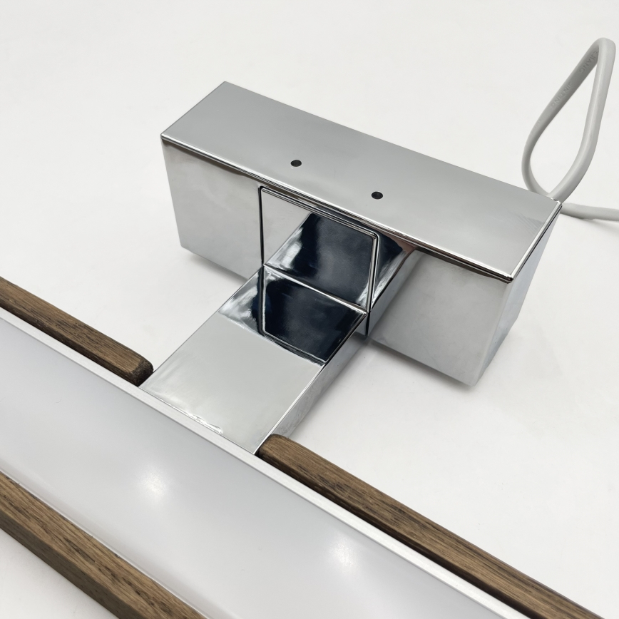 Brilagi - WOODY MIRROR 3-in-1 LED-Spiegelleuchte LED/8W/230V 40 cm IP44 Hochglanz-Chrom / Eiche-Nussbaum