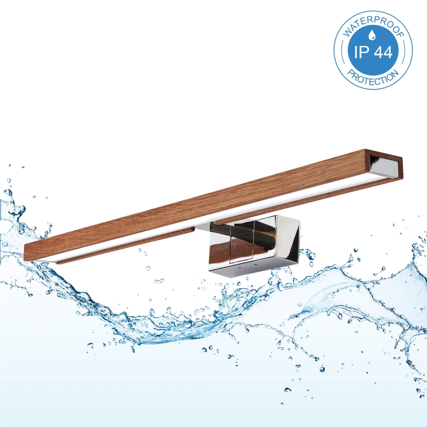 BRILAGI - LED-Badezimmer-Spiegelleuchte 3-in-1 WOODY MIRROR LED/12W/230V 60 cm IP44 glänzender Chrom/Eiche-Kirsche