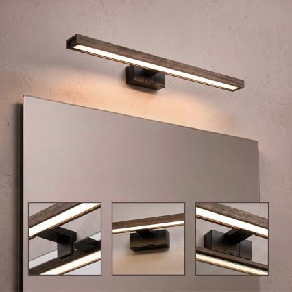 Brilagi - LED-Beleuchtung für Badezimmerspiegel 3-in-1 WOODY MIRROR LED/12W/230V IP44 schwarz/Eiche Nussbaum