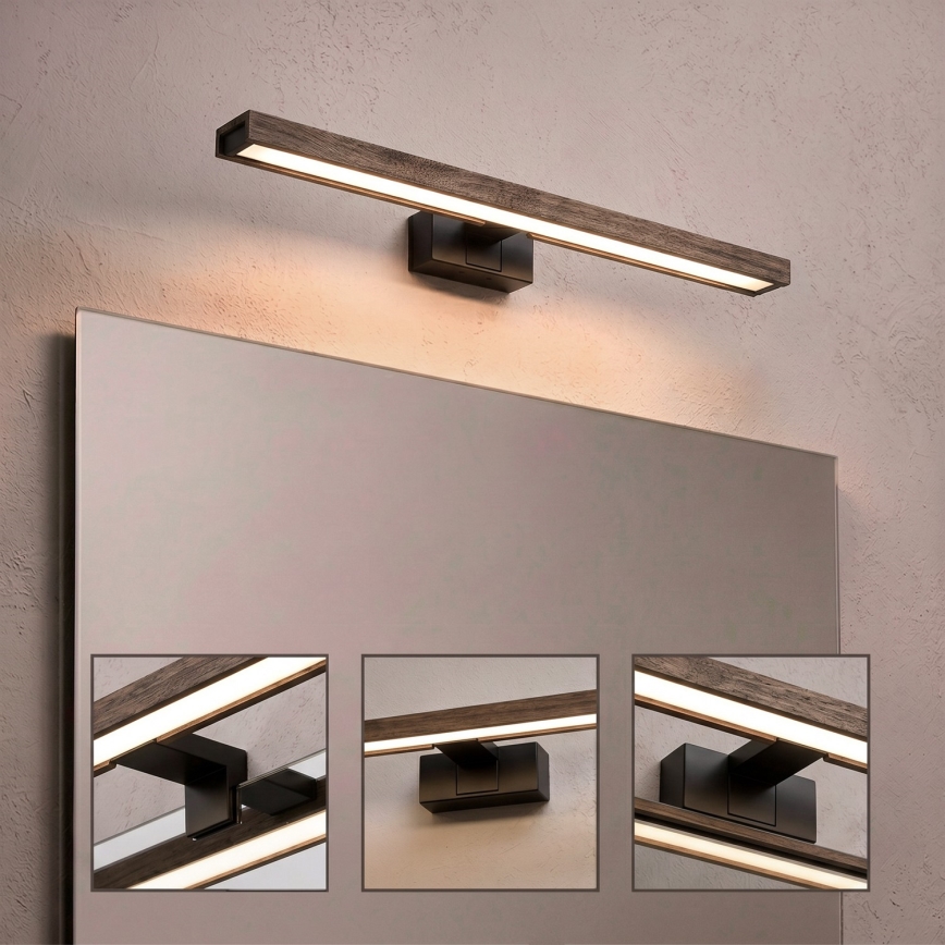 Brilagi - LED-Beleuchtung für Badezimmerspiegel 3-in-1 WOODY MIRROR LED/12W/230V IP44 schwarz/Eiche Nussbaum