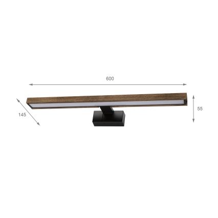 Brilagi - LED-Beleuchtung für Badezimmerspiegel 3-in-1 WOODY MIRROR LED/12W/230V IP44 schwarz/Eiche Nussbaum