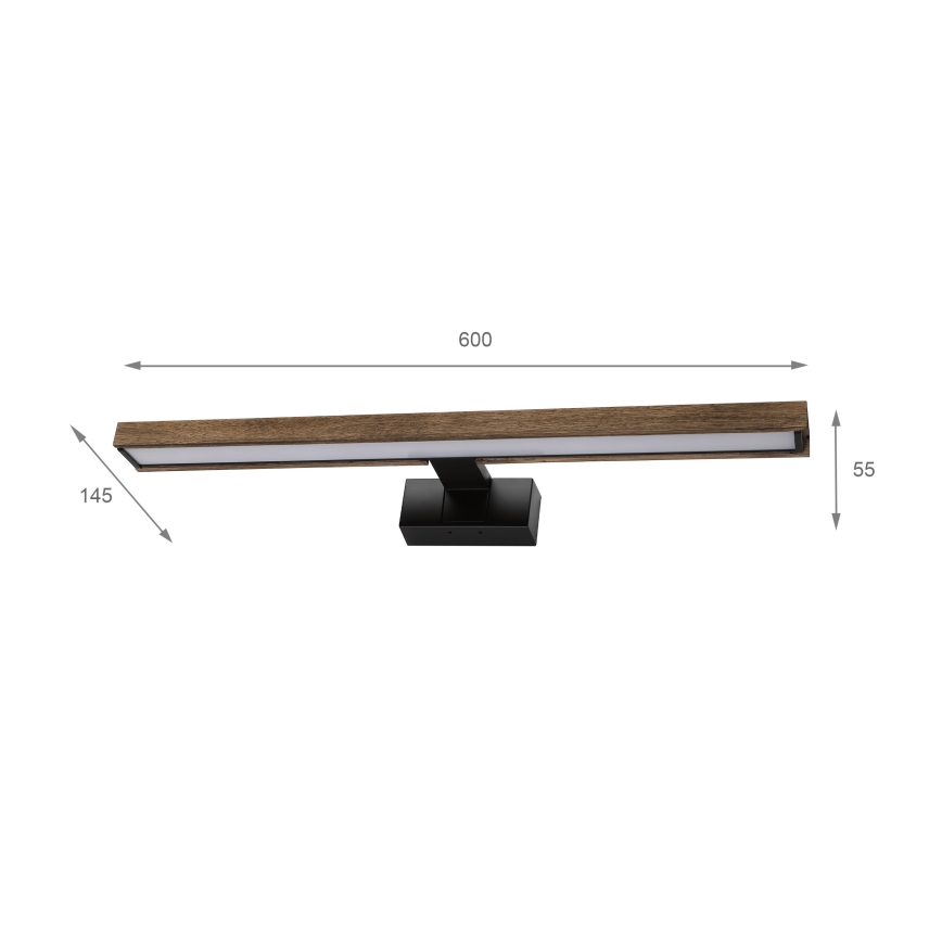 Brilagi - LED-Beleuchtung für Badezimmerspiegel 3-in-1 WOODY MIRROR LED/12W/230V IP44 schwarz/Eiche Nussbaum