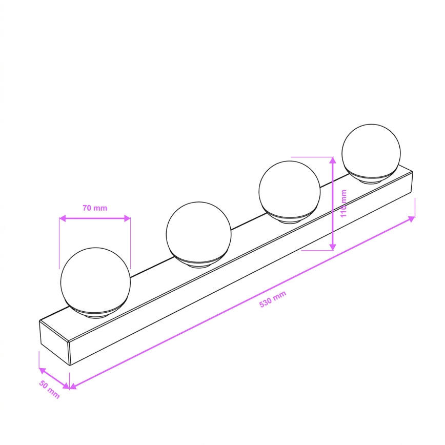 Brilagi - LED-Badspiegelleuchte HOLLYWOOD 4xLED/3W/230V 53 cm IP44 Hochglanzchrom